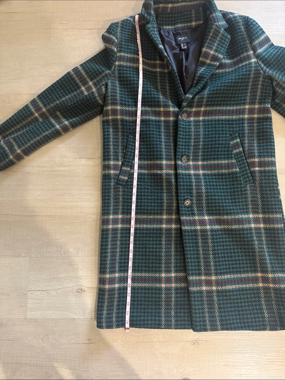 Forever 21 Green Plaid Pea Coat